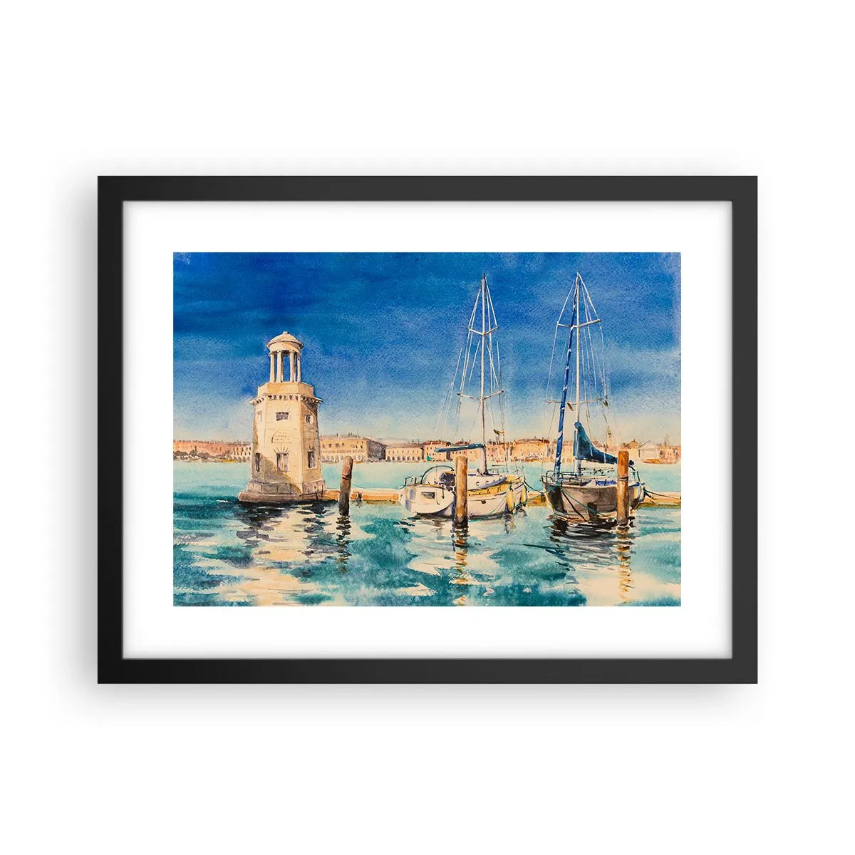 Poster în ramă neagră - Laguna însorită - 40x30 cm
