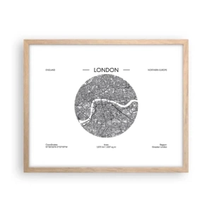 Poster în ramă de stejar deschis - Anatomia Londrei - 50x40 cm