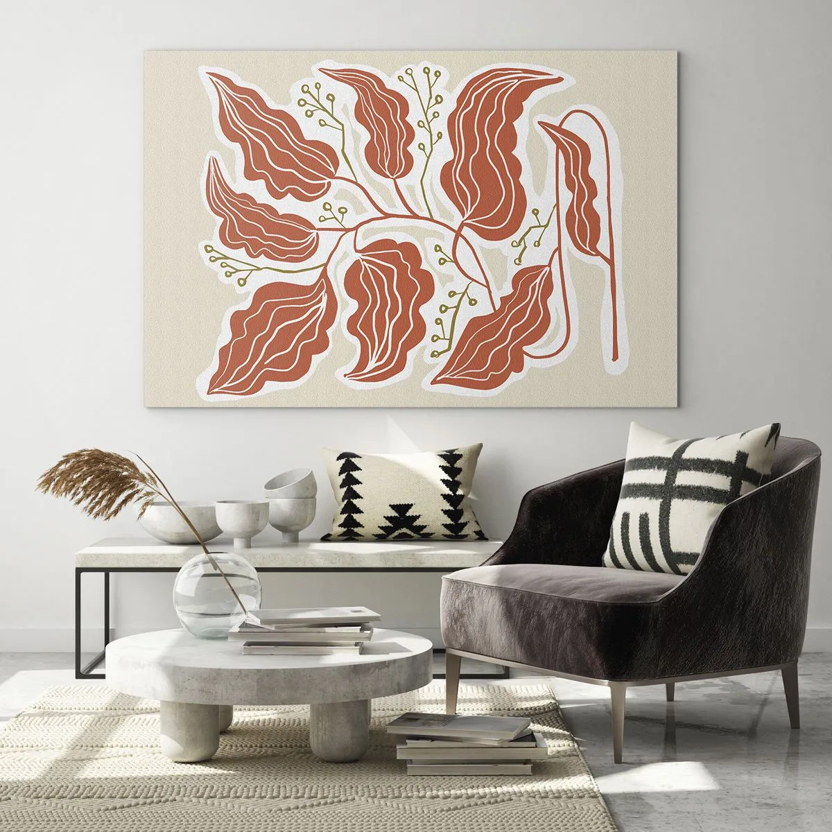 Tablou pe sticlă - Folk și coral - 100x70 cm