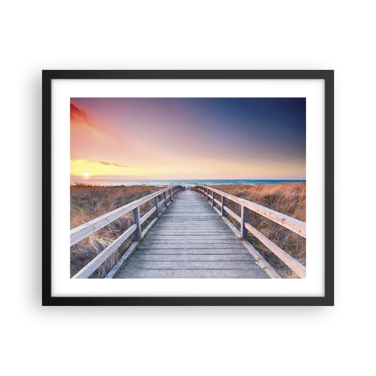 Poster în ramă neagră - Aurora baltică de seară - 50x40 cm
