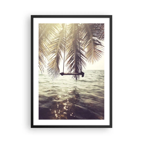 Poster în ramă neagră - Un leagăn sub palmieri lângă marea calmă - 50x70cm - Poți să te dai în vânt după pofta inimii tale - Decorațiune modernă pentru perete pentru living și dormitor ARTTOR