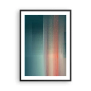 Poster în ramă neagră - Un joc abstract de lumină în nuanțe de turcoaz și roșu. - 50x70cm - Abstracție: unde de lumină - Decorațiune modernă pentru perete pentru living și dormitor ARTTOR
