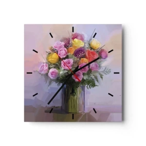 Ceas de perete - Ceas pe sticlă - Frumusețe reținută - 30x30 cm