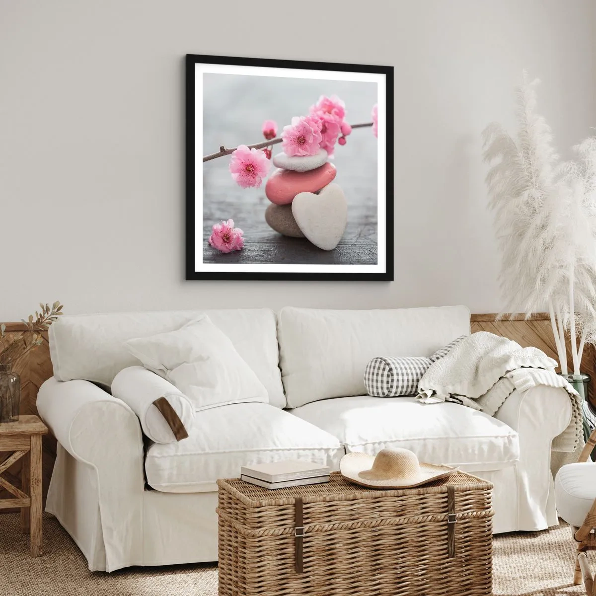 Poster în ramă neagră - Fericirea florilor de cireș - 30x30 cm