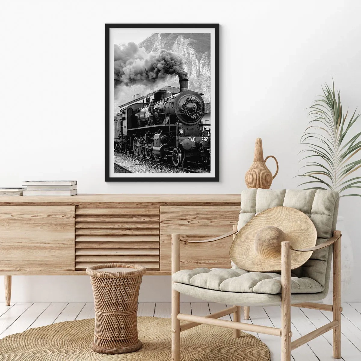 Poster în ramă neagră - La gară... - 40x50 cm