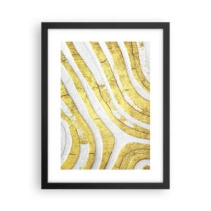 Poster în ramă neagră - Compoziția în alb și auriu - 30x40 cm
