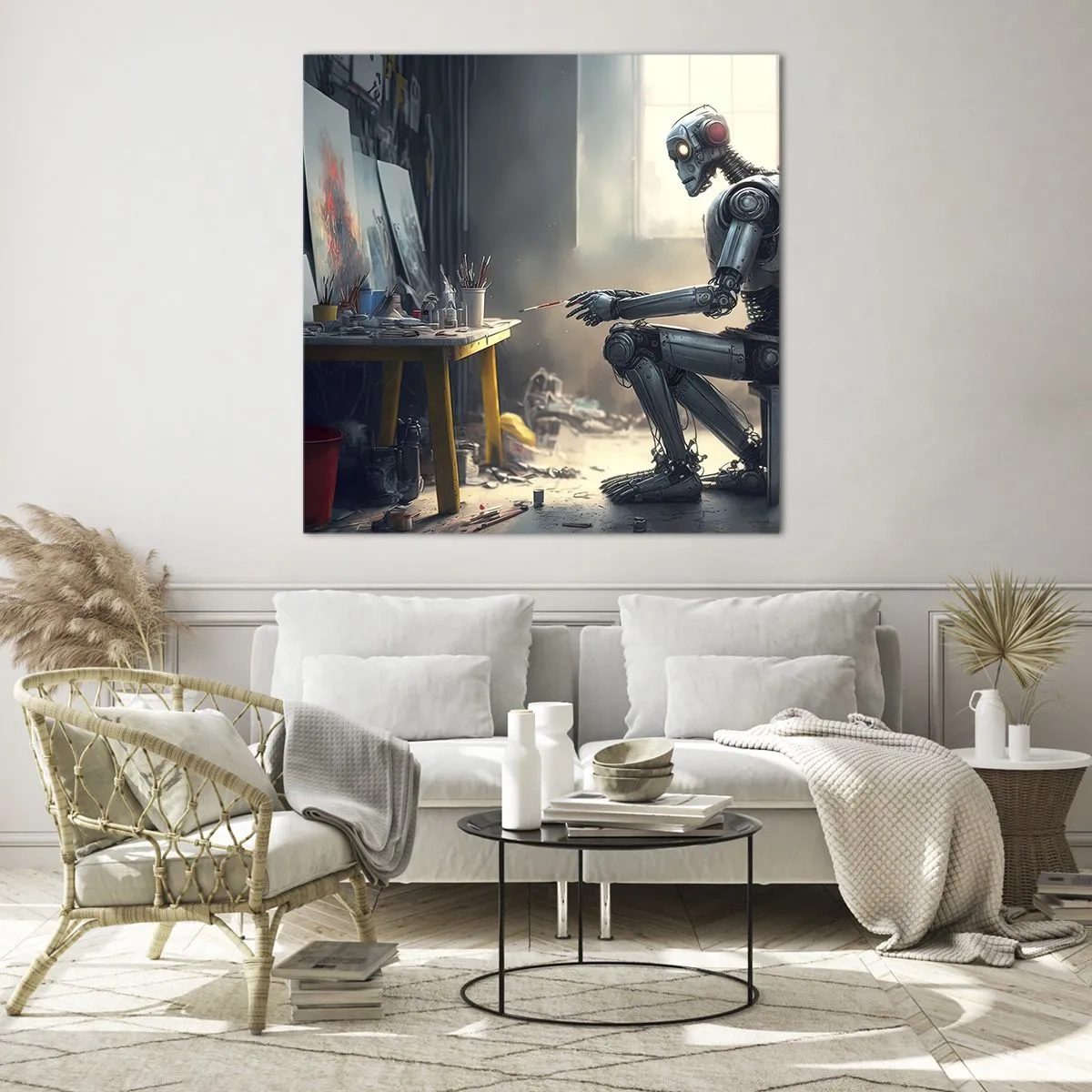 Tablou pe sticlă - Actul de creație - 60x60 cm