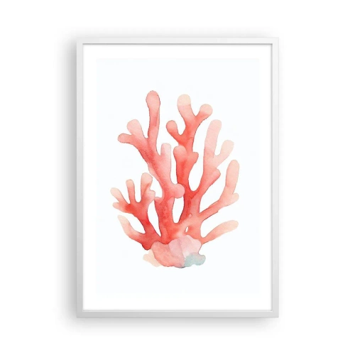Poster în ramă albă - Culoare de coral - 50x70 cm
