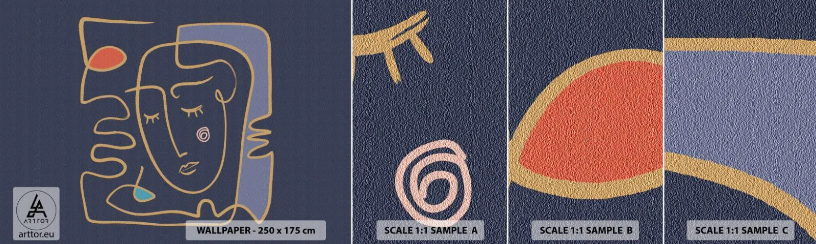 Mostră de Tapet Standard Eco - În reverie - Portret, Față, Bucată - 100x30 cm