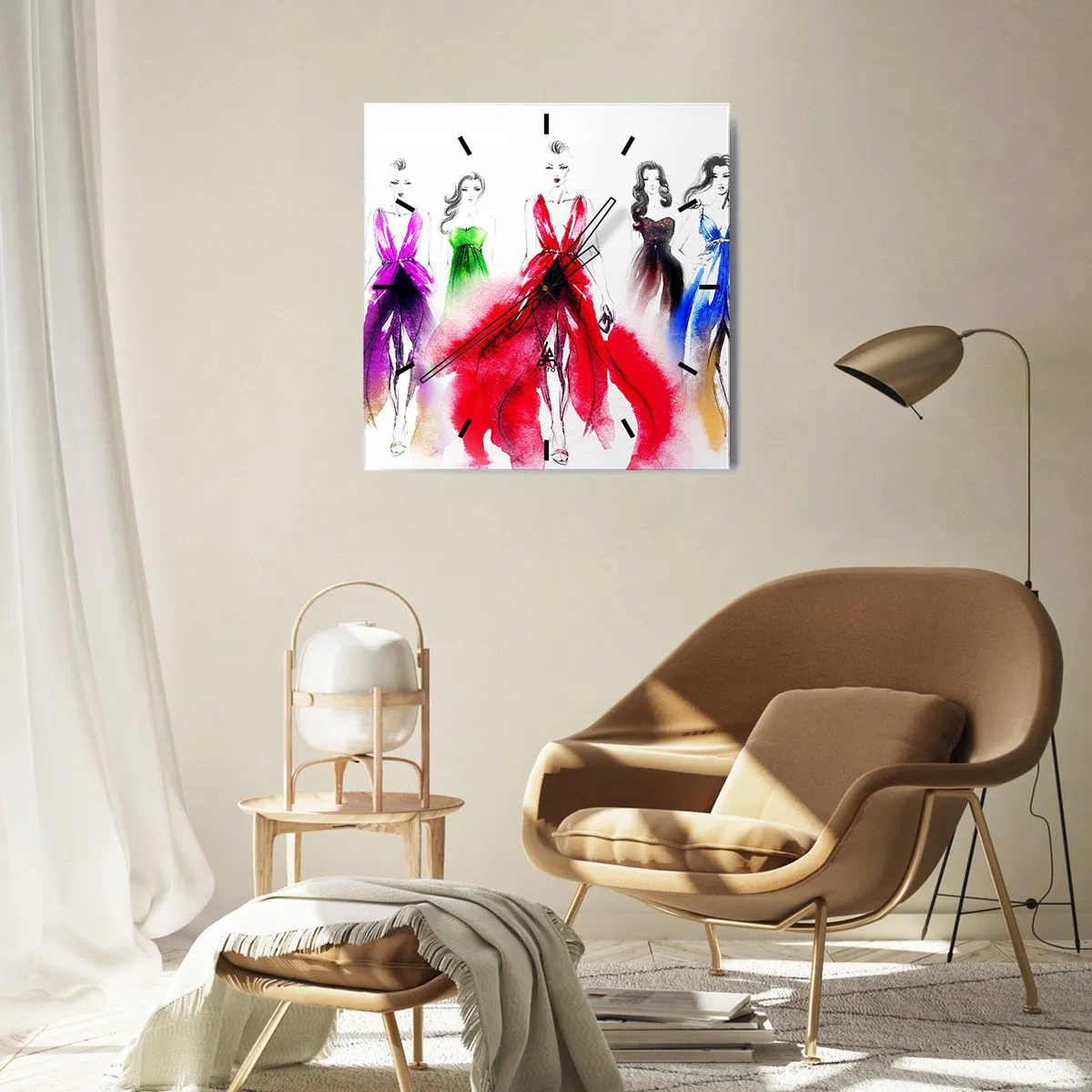 Ceas de perete - Ceas pe sticlă - Chef de ținute - 40x40 cm