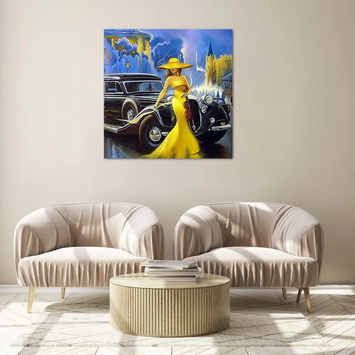 Tablou pe sticlă - Nocturne pentru vioară și dragoste - 60x60 cm