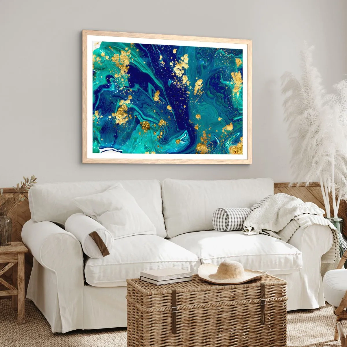 Poster în ramă de stejar deschis - Petale de soare  - 50x40 cm