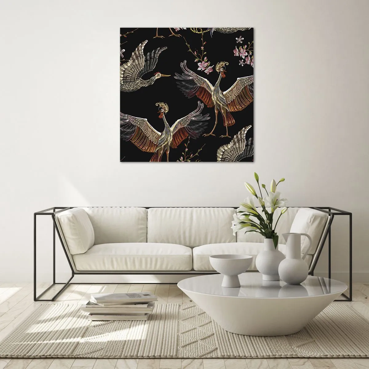 Tablou pe sticlă - Pasăre de basm - 60x60 cm