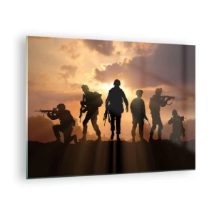Tablou pe sticlă - Frați de arme - 70x50cm - Brothers in arms - Decorațiune modernă pentru perete pentru living și dormitor ARTTOR
