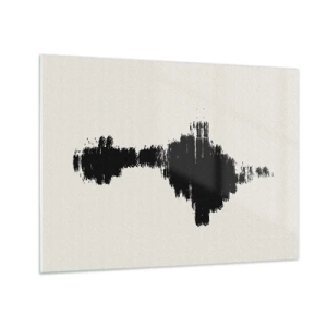 Tablou pe sticlă - Un model minimalist de linii negre pe un fundal deschis - 70x50cm - Vibrațiile imaginației - Decorațiune modernă pentru perete pentru living și dormitor ARTTOR