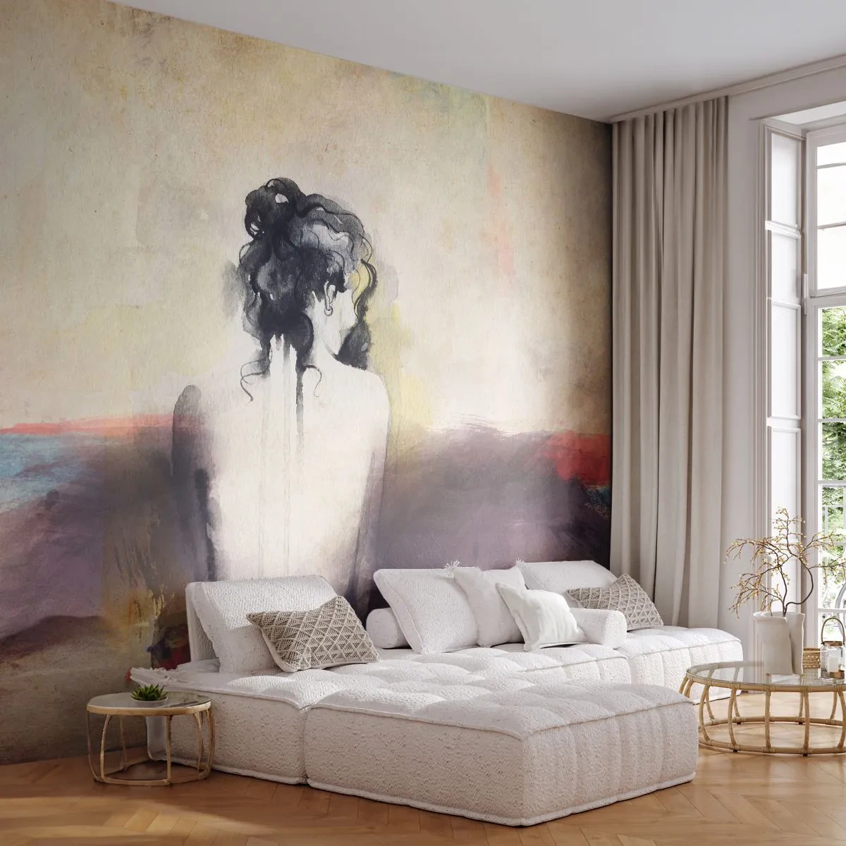 Tapet Standard Eco - Linii moi, forme ovale - Femeie, Corp, Bucată - 400x280 cm