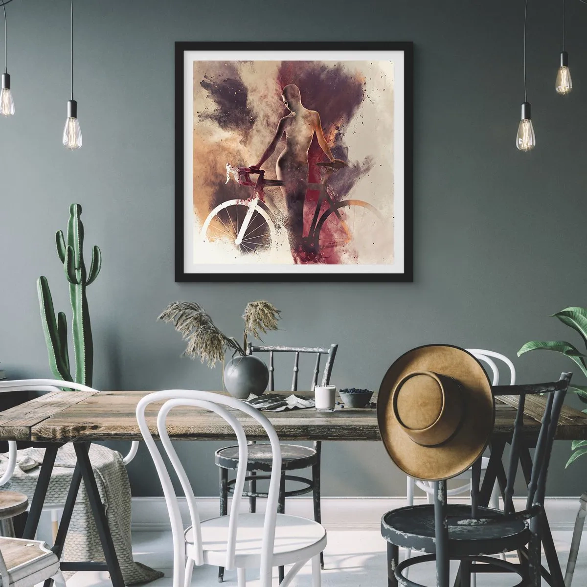 Poster în ramă neagră - În forme de marmură sufletul ciclist - 50x50 cm