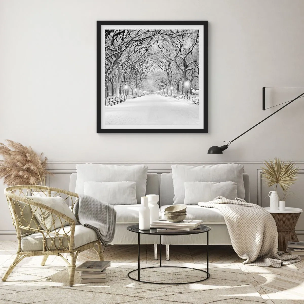 Poster în ramă neagră - Cele patru anotimpuri – iarna - 60x60 cm