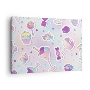 Tablou pe pânză Canvas - Modele pastelate cu dulciuri și deserturi - 70x50cm - Să ai o zi de naștere în fiecare zi - Decorațiune modernă pentru perete pentru living și dormitor ARTTOR