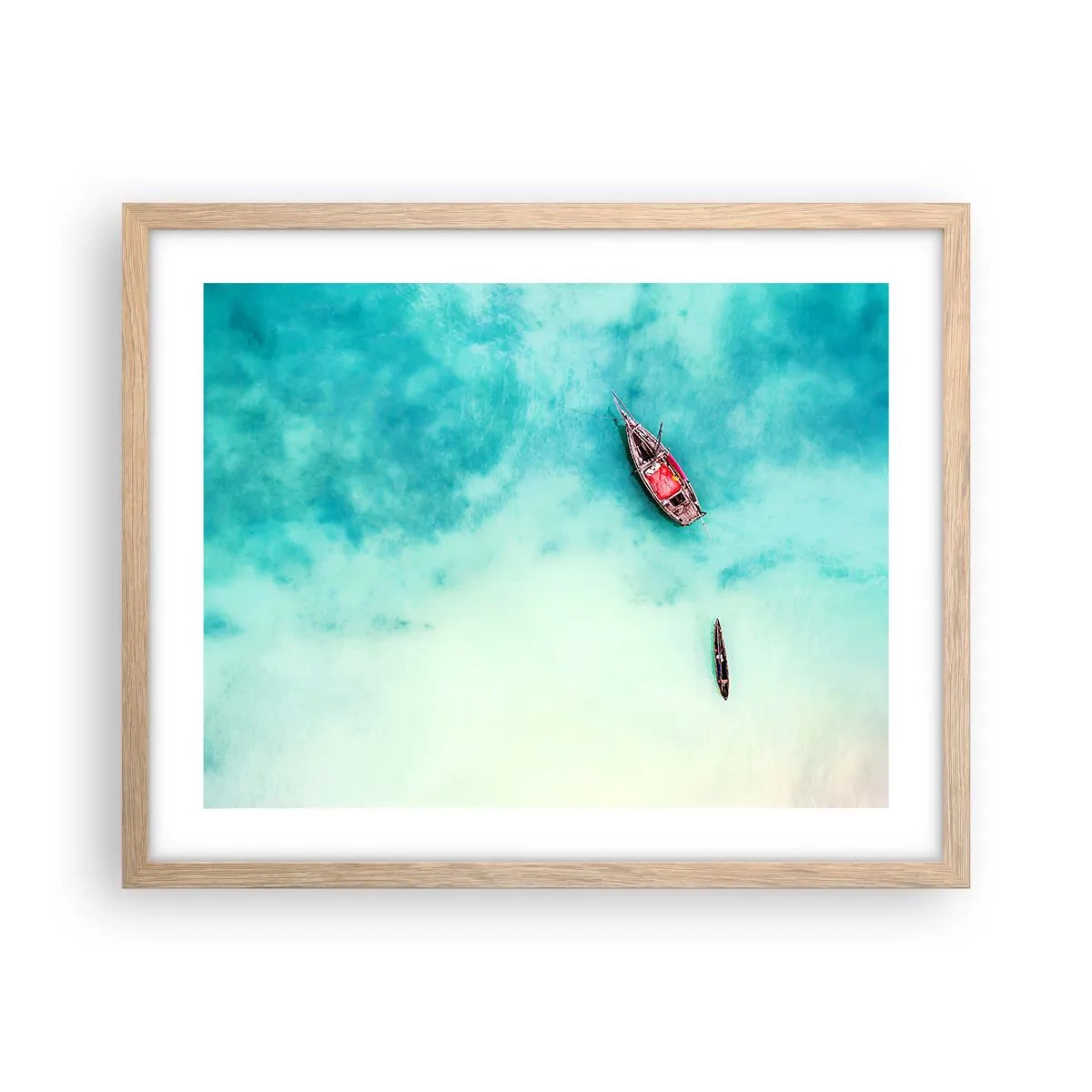 Poster în ramă de stejar deschis - Pe plajele din Zanzibar, când apele în exces... - 50x40 cm