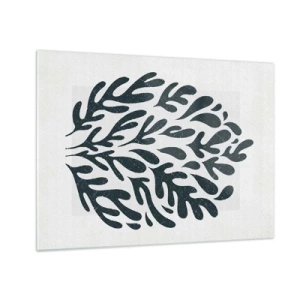 Tablou pe sticlă - Formă organică neagră pe fundal alb - 70x50cm - Formele naturii - Decorațiune modernă pentru perete pentru living și dormitor ARTTOR