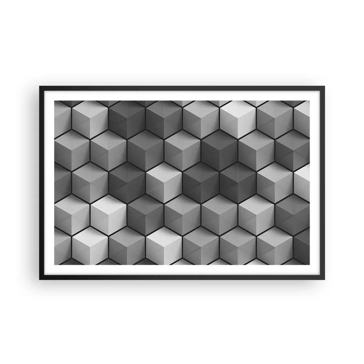 Poster în ramă neagră - Puzzle cubist - 91x61 cm
