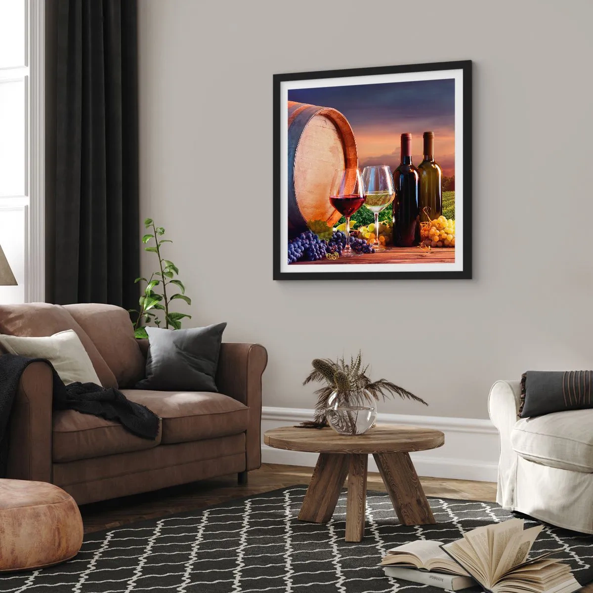 Poster în ramă neagră - Aici viața are un gust - 30x30 cm