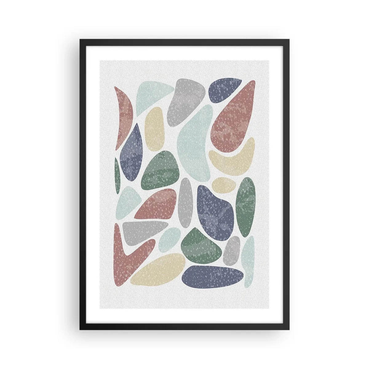 Poster în ramă neagră - Pietre abstracte în nuanțe pastelate - 50x70cm - Un mozaic de culori pudrate - Decorațiune modernă pentru perete pentru living și dormitor ARTTOR