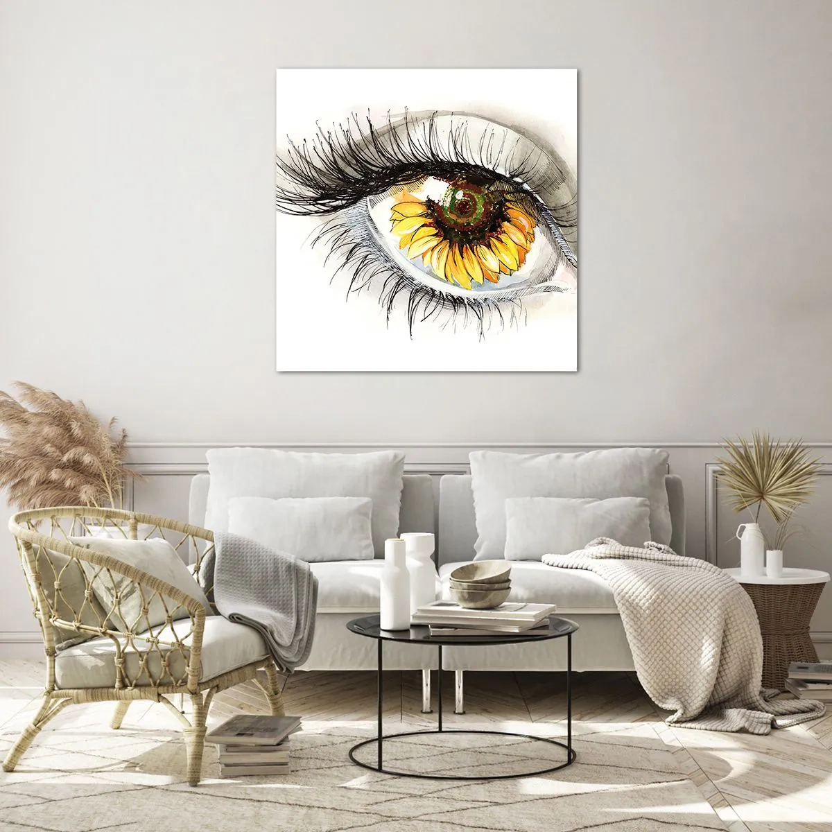 Tablou pe sticlă - O privire la fel de fierbinte ca vara - 50x50 cm