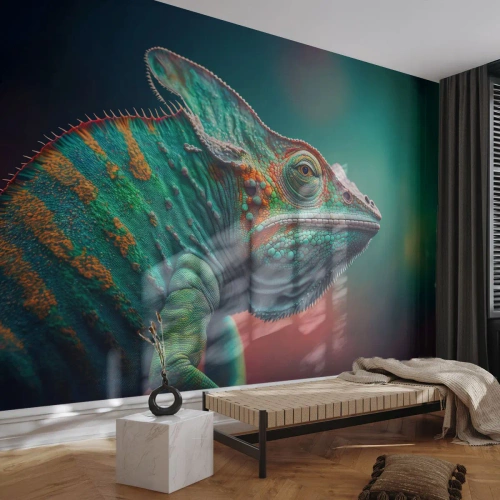 Tapet Premium Sand - Mă poți vedea? Nu e bine... - Cameleon, Animale, reptilă - 300x210 cm