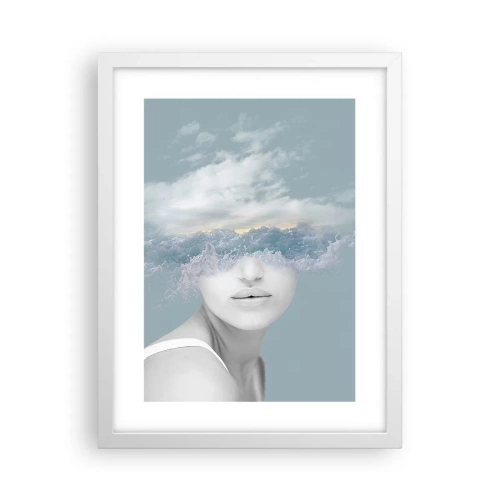 Poster în ramă albă - Cu capul în nori - 30x40 cm