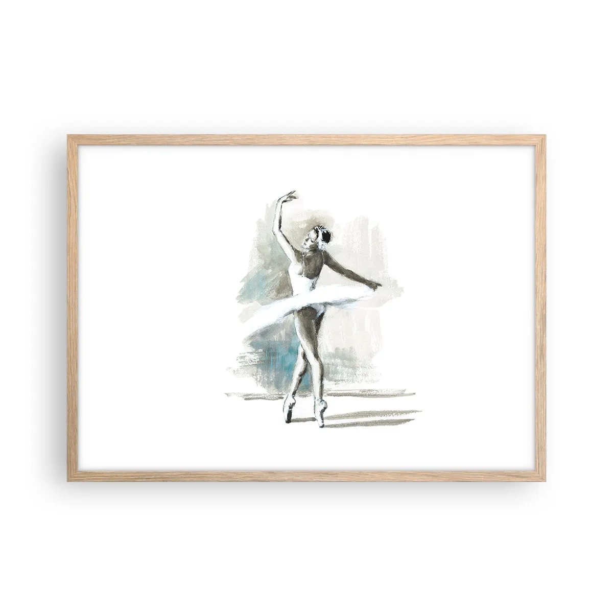 Poster în ramă de stejar deschis - Fermecată într-o lebădă - 70x50 cm