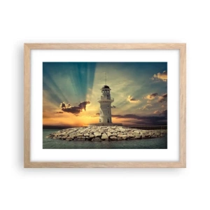 Poster în ramă de stejar deschis - Lumină - Bunătate - Frumusețe - 40x30 cm