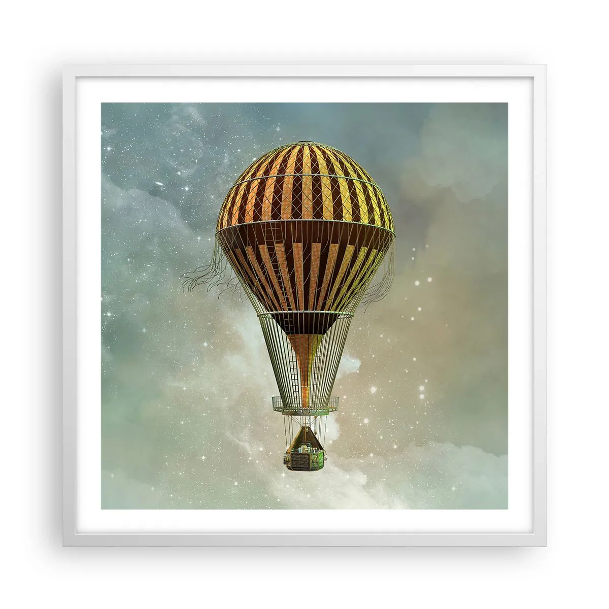 Poster în ramă albă - Zboruri de pionierat - 60x60 cm