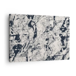 Tablou pe pânză Canvas - Compoziție abstractă în alb-negru cu un aspect dinamic - 70x50cm - Întrepătrunderea contrariilor - Decorațiune modernă pentru perete pentru living și dormitor ARTTOR