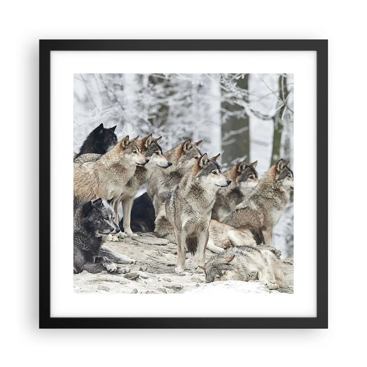 Poster în ramă neagră - Familie și prieteni - 40x40 cm