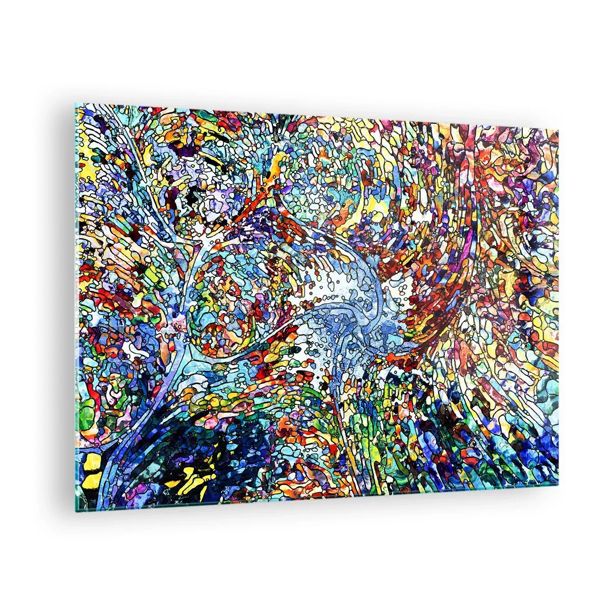 Tablou pe sticlă - Modele abstracte colorate care amintesc de vitralii - 70x50cm - Vitraliu de picături - Decorațiune modernă pentru perete pentru living și dormitor ARTTOR
