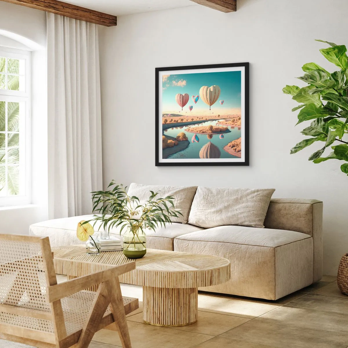 Poster în ramă neagră - Iubirea ne înalță - 40x40 cm