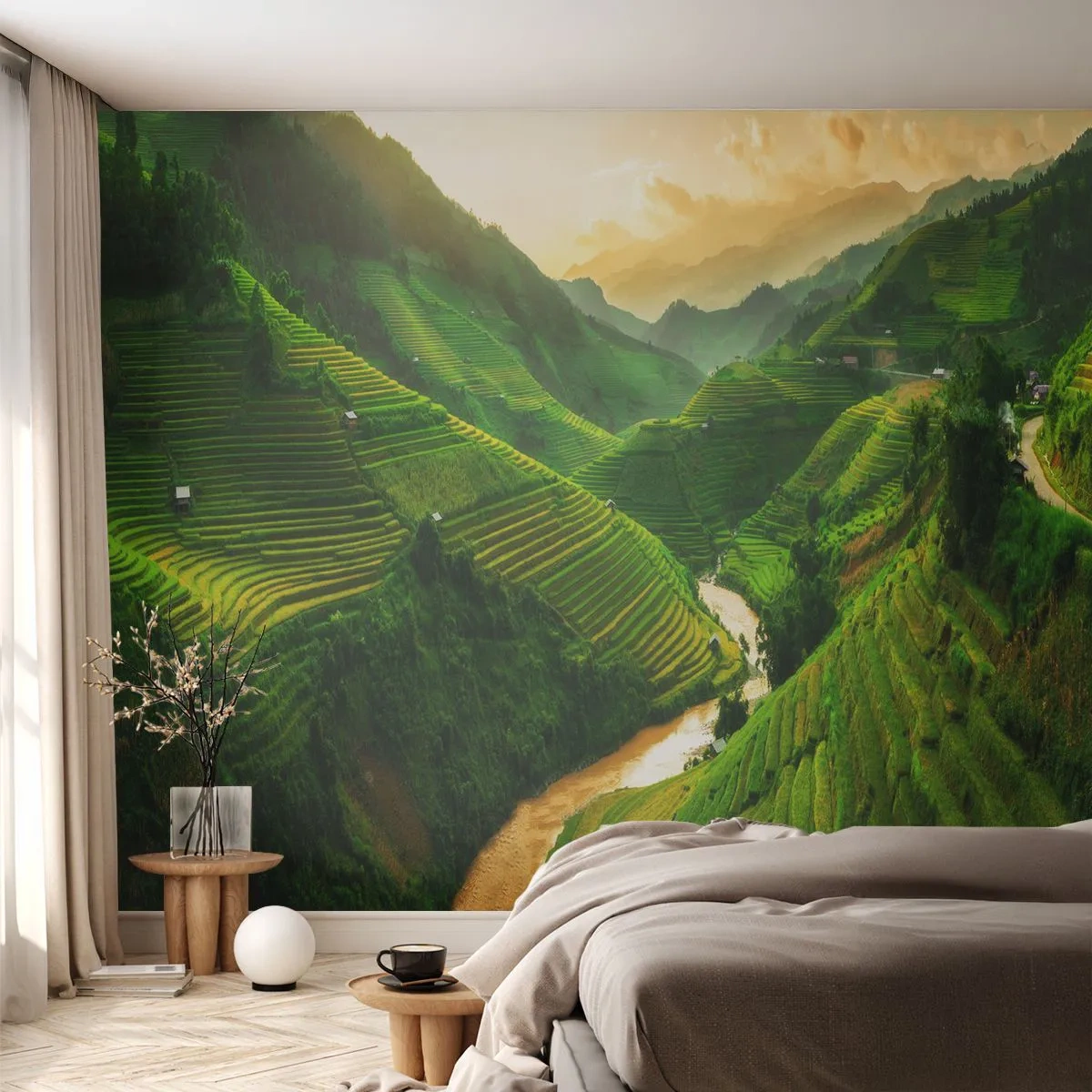 Tapet Premium Sand - Valea vietnameză - Campuri de orez, Asia, Peisaj - 100x70 cm