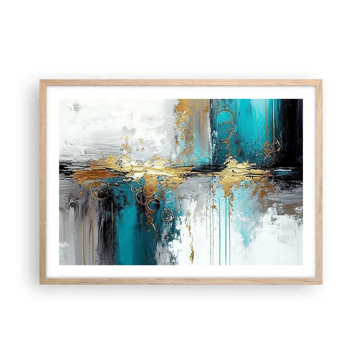 Poster în ramă de stejar deschis - Totul curge - 70x50 cm