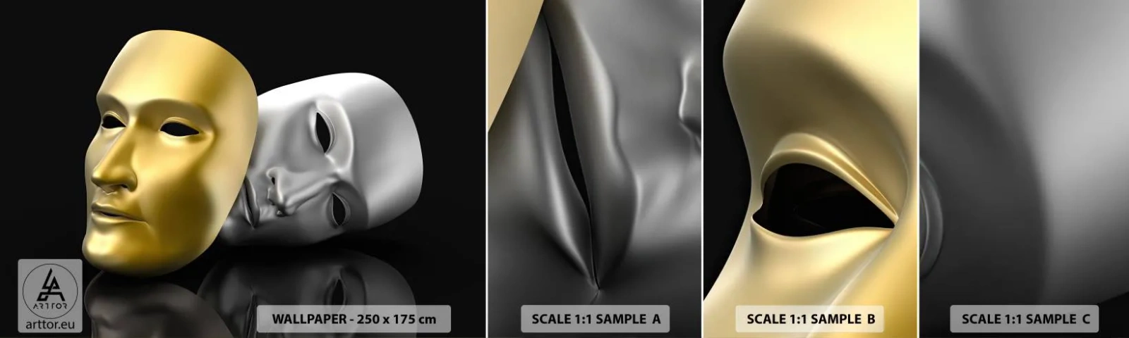 Mostră tapet autocolant Deluxe Sticker - Viața este teatru - Capota, Bucată, Teatru - 100x30 cm