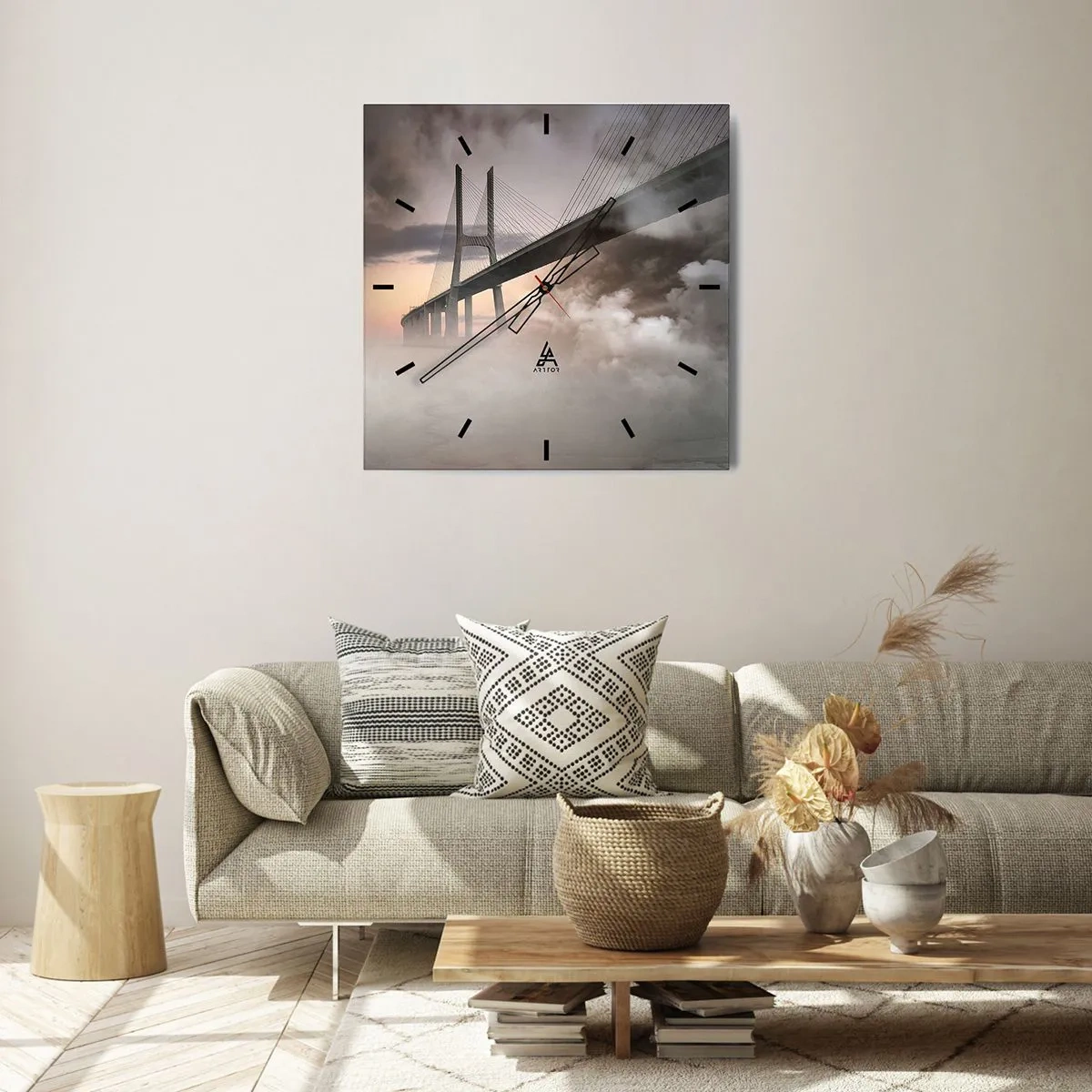 Ceas de perete - Ceas pe sticlă - Lângă un râu care nu există - 40x40 cm