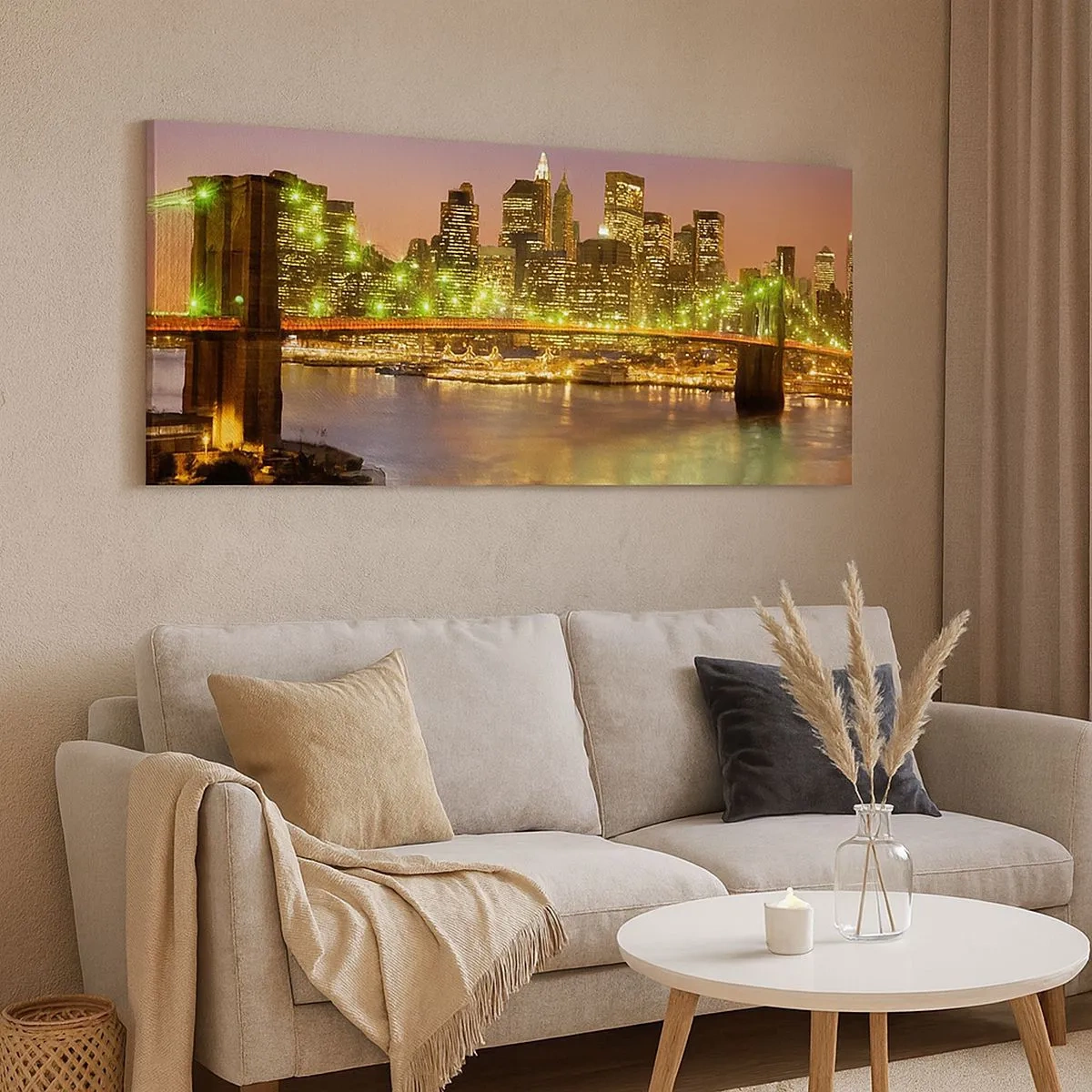 Tablou pe pânză - Lumina nu se stinge niciodată aici - 100x40 cm