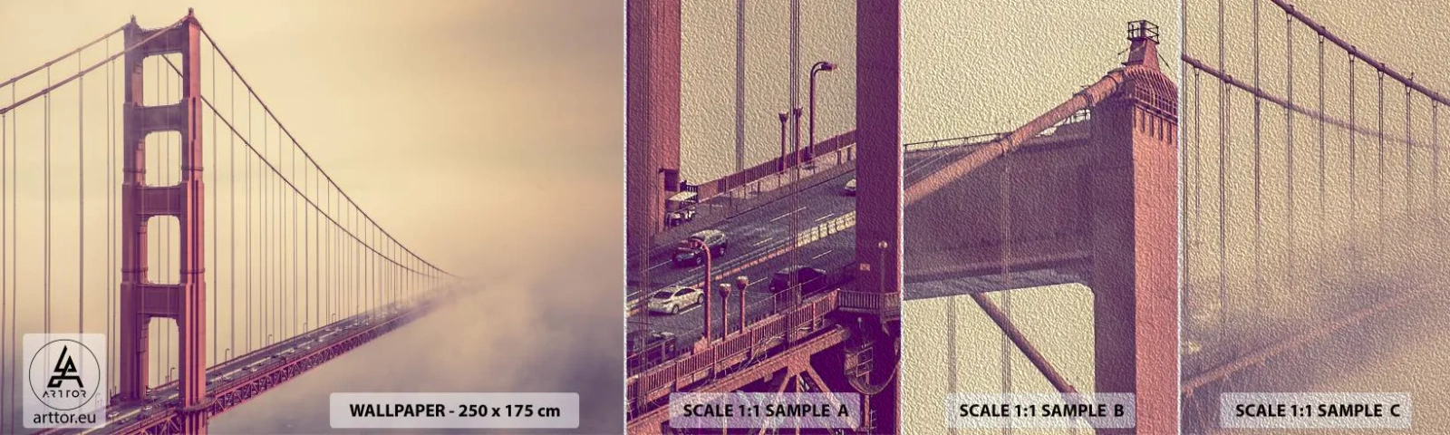 Mostră tapet Premium Sand - Între cer și pământ - Peisaj, Arhitectură, San Francisco - 100x30 cm