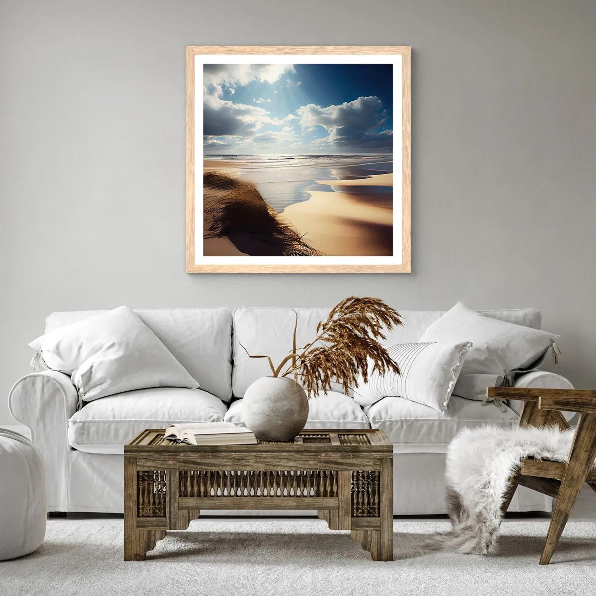 Poster în ramă de stejar deschis - Plajă sălbatică - 40x40 cm