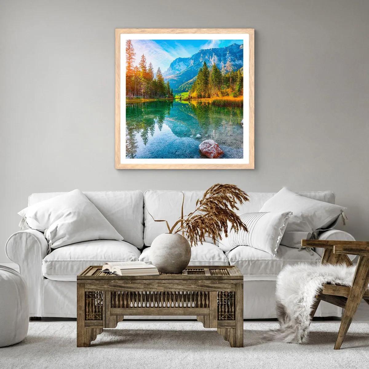 Poster în ramă de stejar deschis - Blândețea toamnei - 40x40 cm
