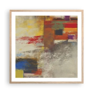 Poster în ramă de stejar deschis - Geometria culorilor - 60x60 cm