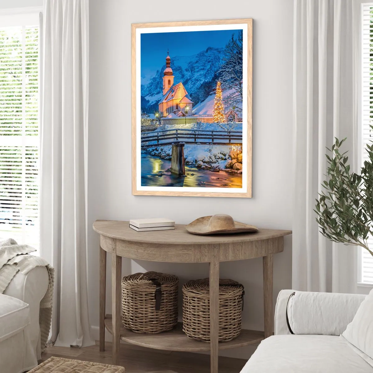 Poster în ramă de stejar deschis - Spiritul Crăciunului - 70x100 cm