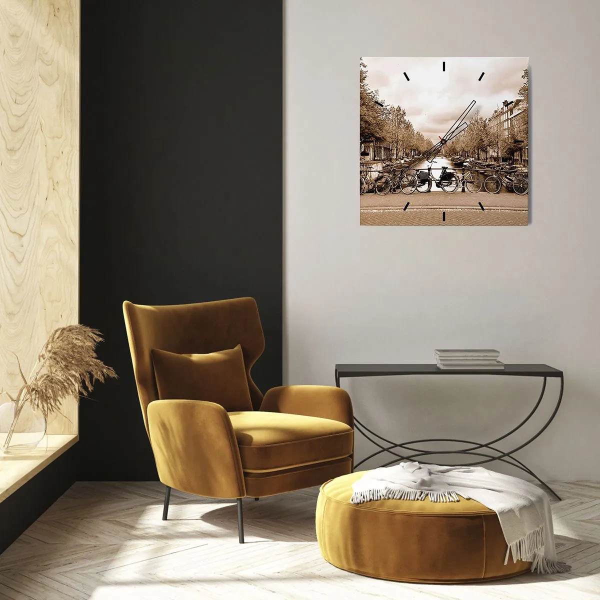 Ceas de perete - Ceas pe sticlă - Atmosfera olandeză - 30x30 cm