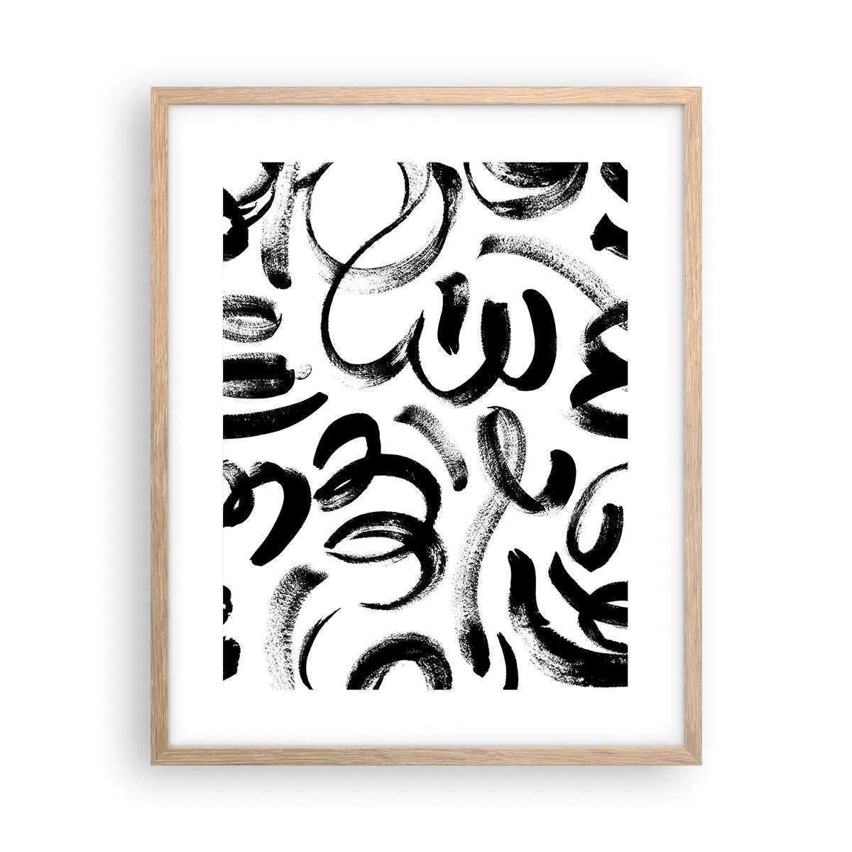 Poster în ramă de stejar deschis - Negru pe alb - 40x50 cm